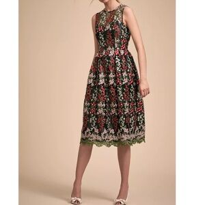 Anthropologie BHLDN Garden Floral Landon Embroidered Sleeveless Midi Dress 6